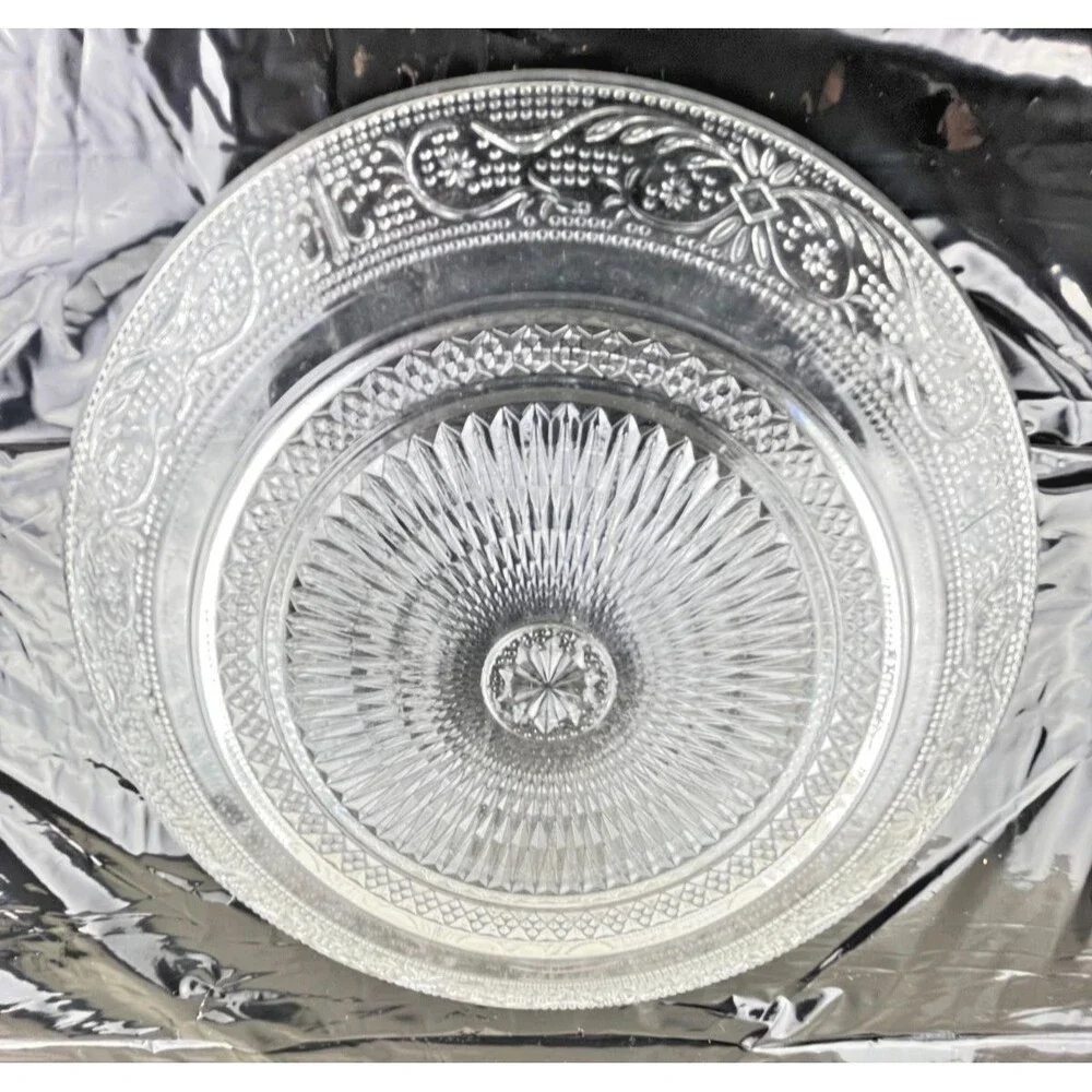 Set of 4 Zions Mercantile Glass Tiara Clear Sandwich/Salad Plate | 8.25 Inches